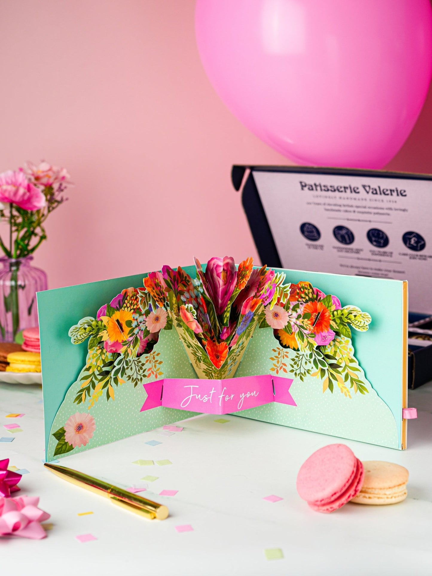 Patisserie Valerie's handmade 3D Pop-Up Chocolate Birthday Flowers Card cake delivery