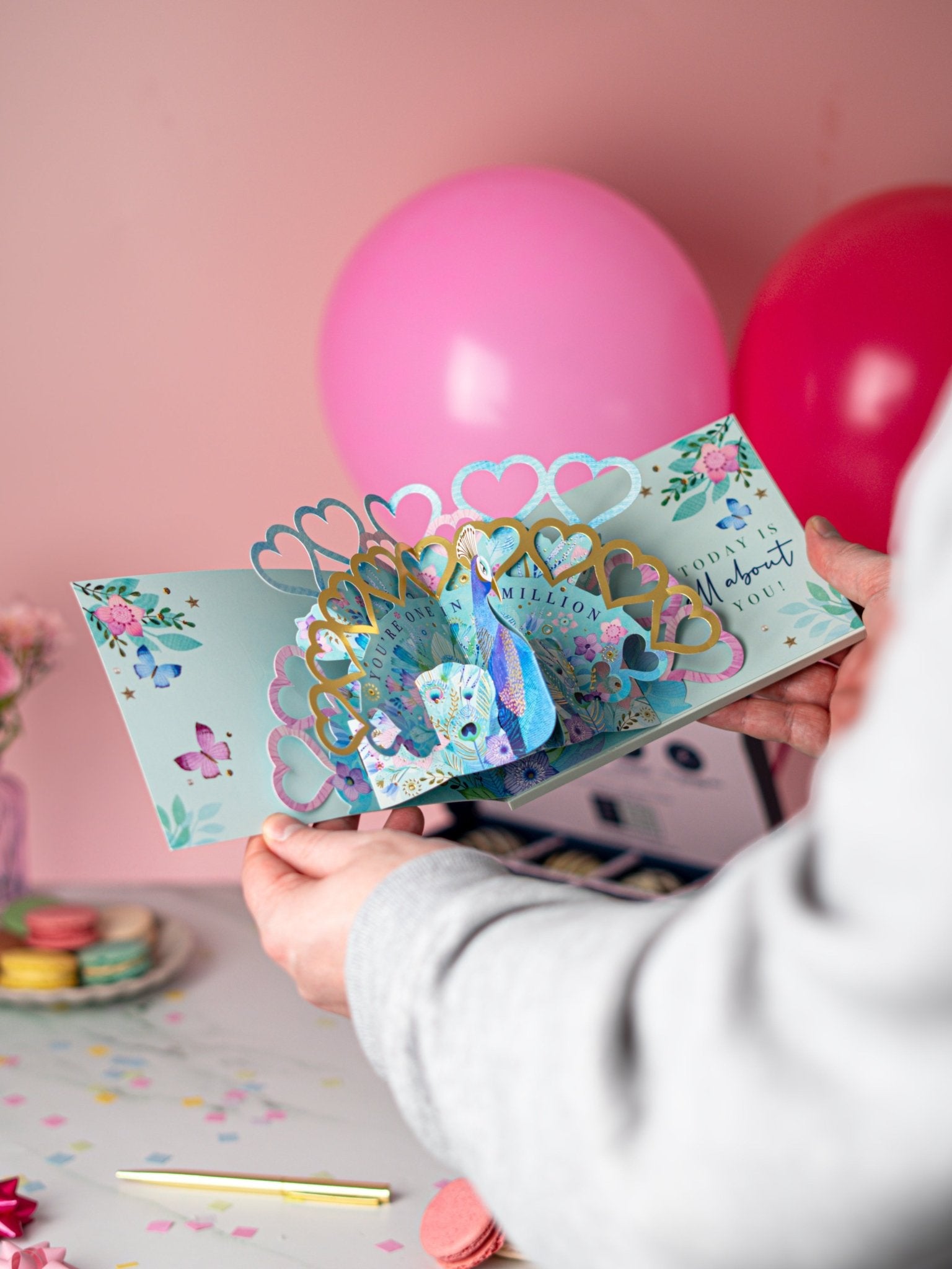 Patisserie Valerie's handmade 3D Pop-Up Chocolate Happy Birthday Card - Peacock cake delivery