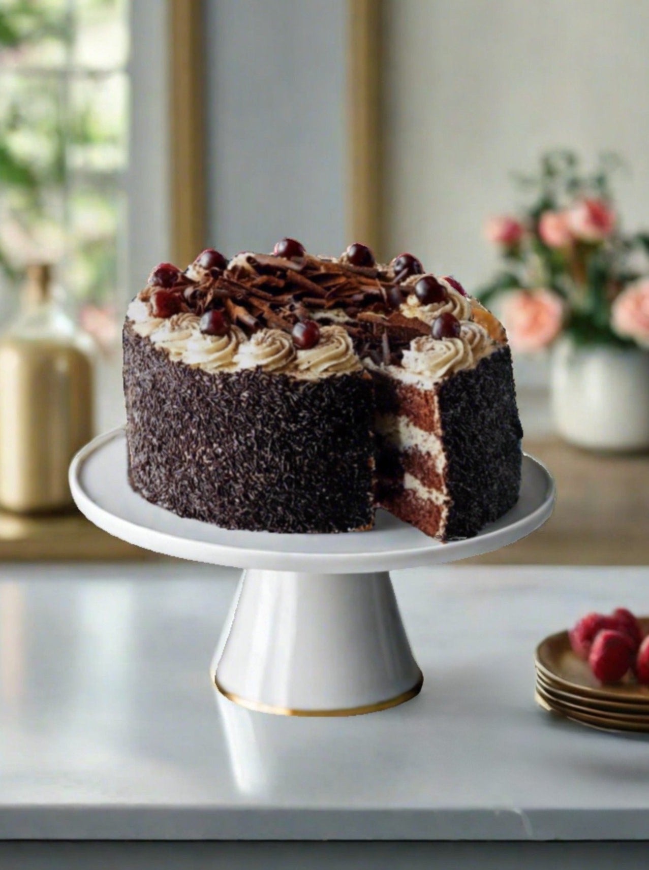 Patisserie Valerie's handmade 40th Birthday Cake Bundle - Black Forest Gateau cake delivery