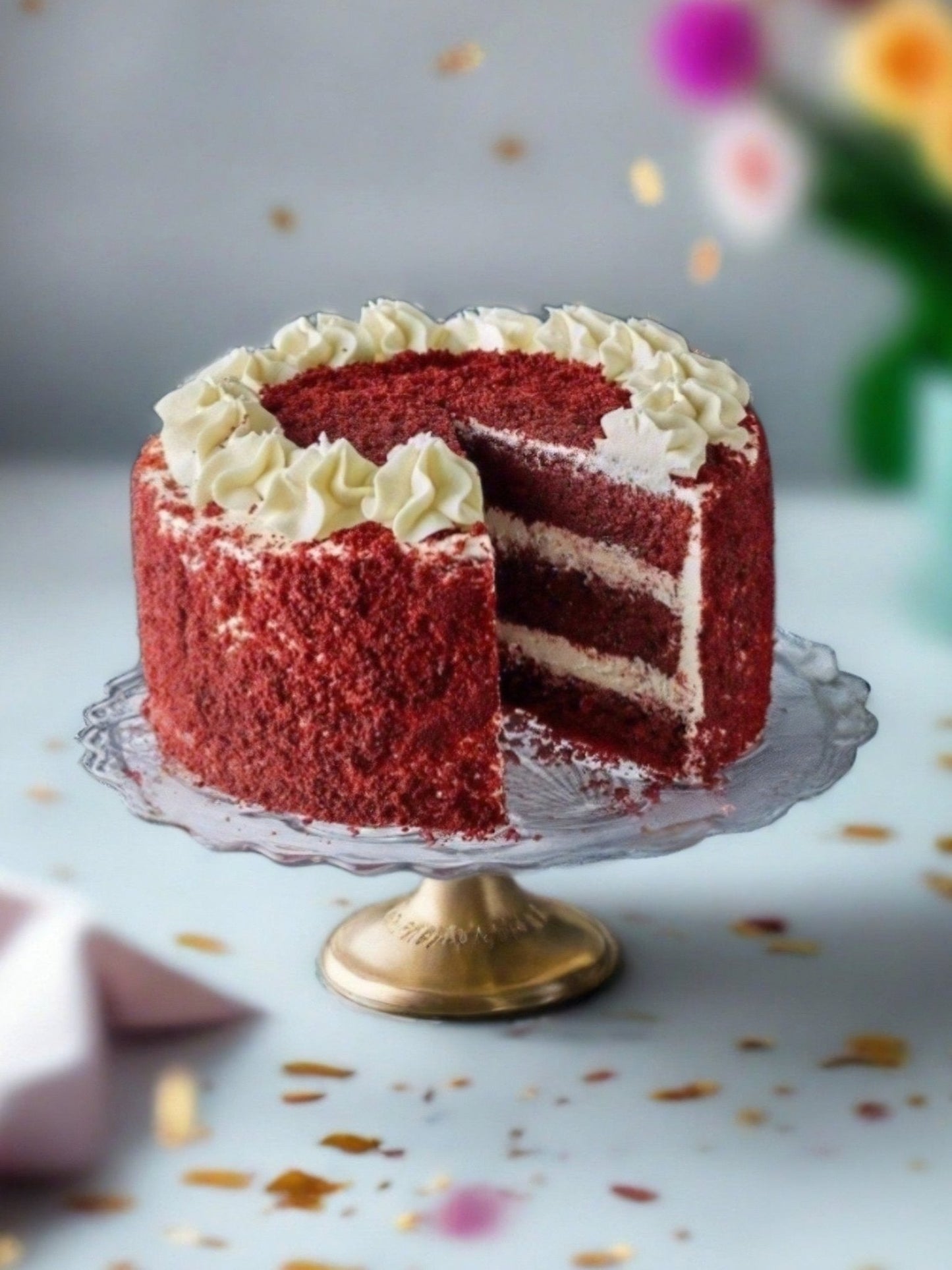Patisserie Valerie's handmade 50th Birthday Cake Bundle - Red Velvet Cake cake delivery