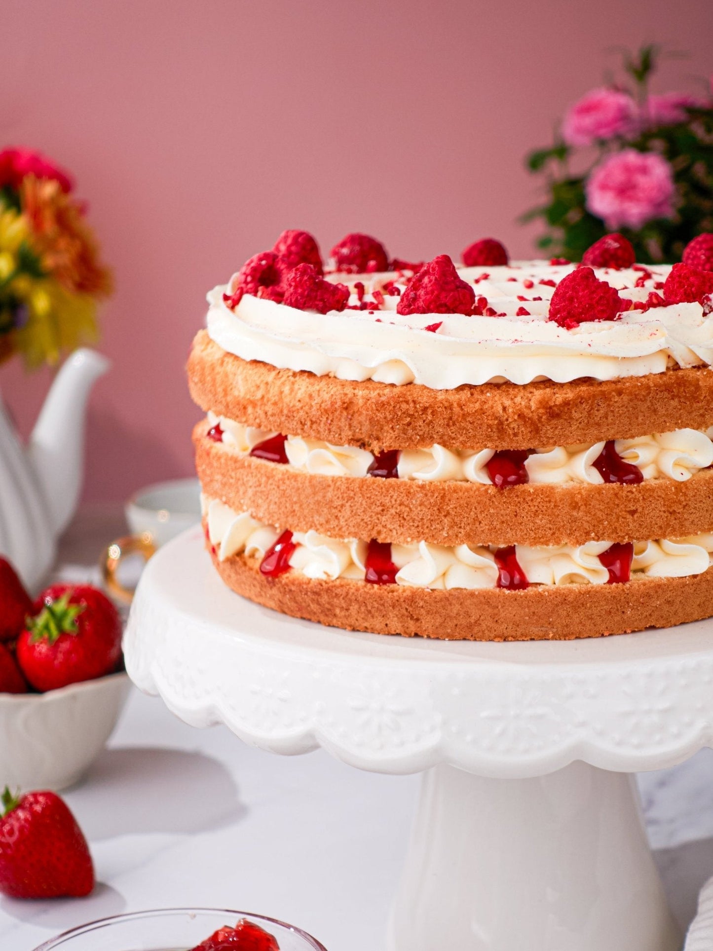 Patisserie Valerie's handmade 60th Birthday Cake Bundle - Victoria Sponge cake delivery
