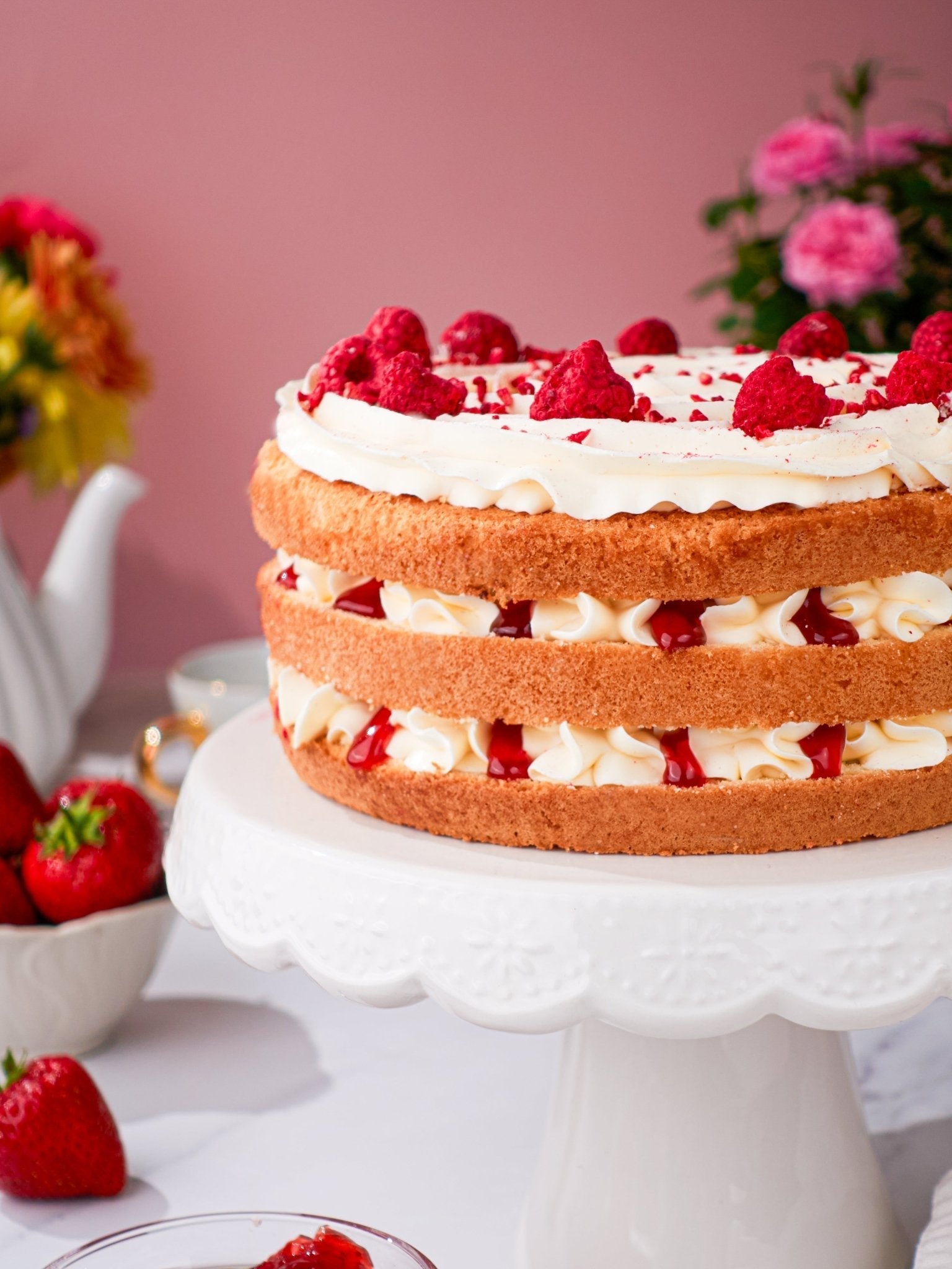 Patisserie Valerie's handmade 60th Birthday Cake Bundle - Victoria Sponge cake delivery