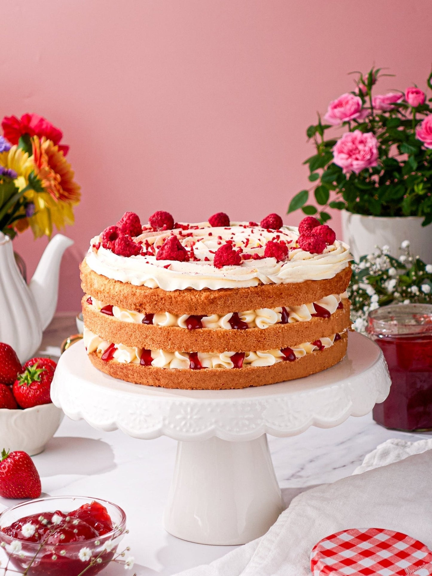Patisserie Valerie's handmade 60th Birthday Cake Bundle - Victoria Sponge cake delivery
