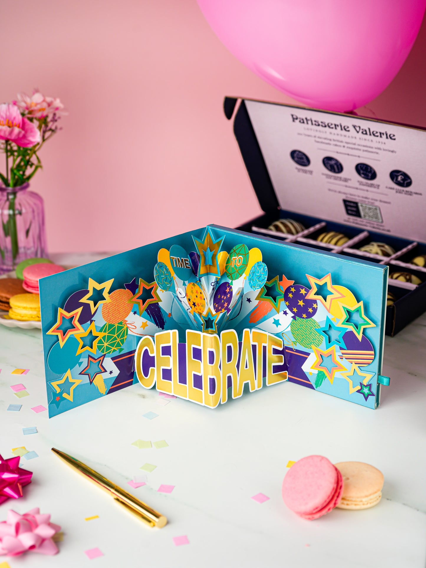 Patisserie Valerie's handmade 3D Pop-Up Chocolate Happy Birthday Card cake delivery