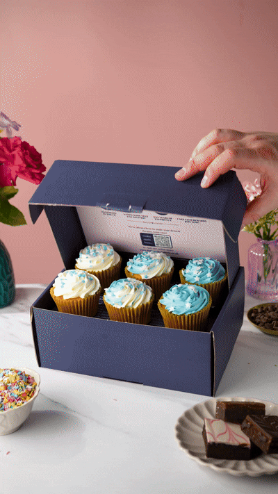 Patisserie Valerie's handmade True Blue Cupcake Collection cake delivery