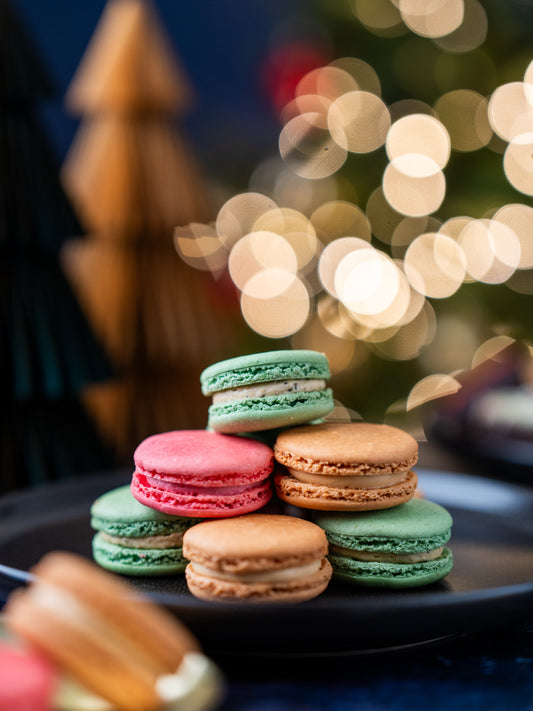 Pistachio, Raspberry & Salted Caramel Macarons Gift Box