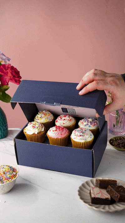 Patisserie Valerie's handmade Rainbow Bliss Cupcake Collection cake delivery
