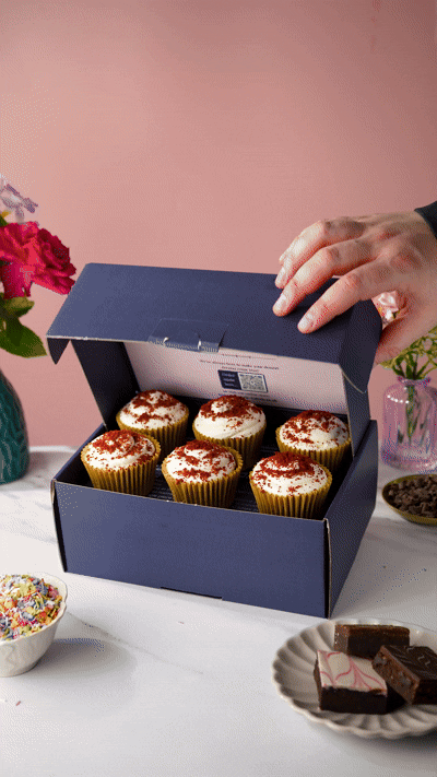 Patisserie Valerie's handmade Velvet Indulgence Cupcake Selection cake delivery