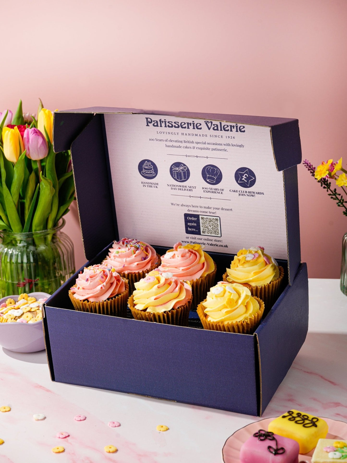 Patisserie Valerie's handmade Blossom & Bloom Cupcakes cake delivery