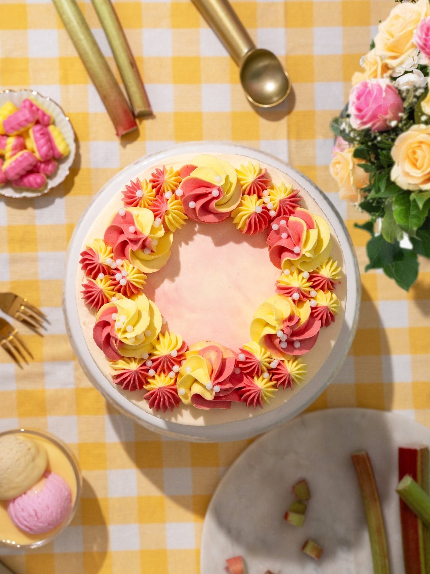 Patisserie Valerie's handmade Classic Rhubarb & Custard Sponge Cake cake delivery
