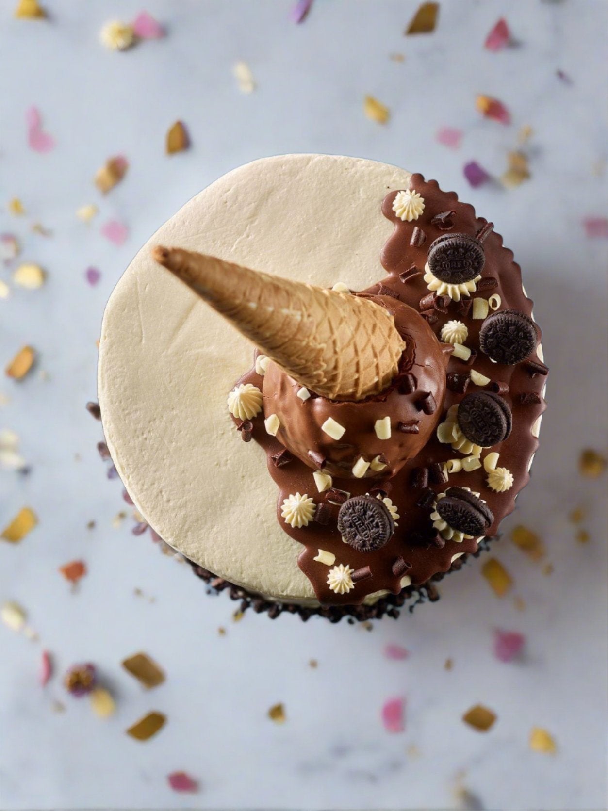 Patisserie Valerie's handmade Cookies & Cream Ice Cream Cone Drip Cake cake delivery