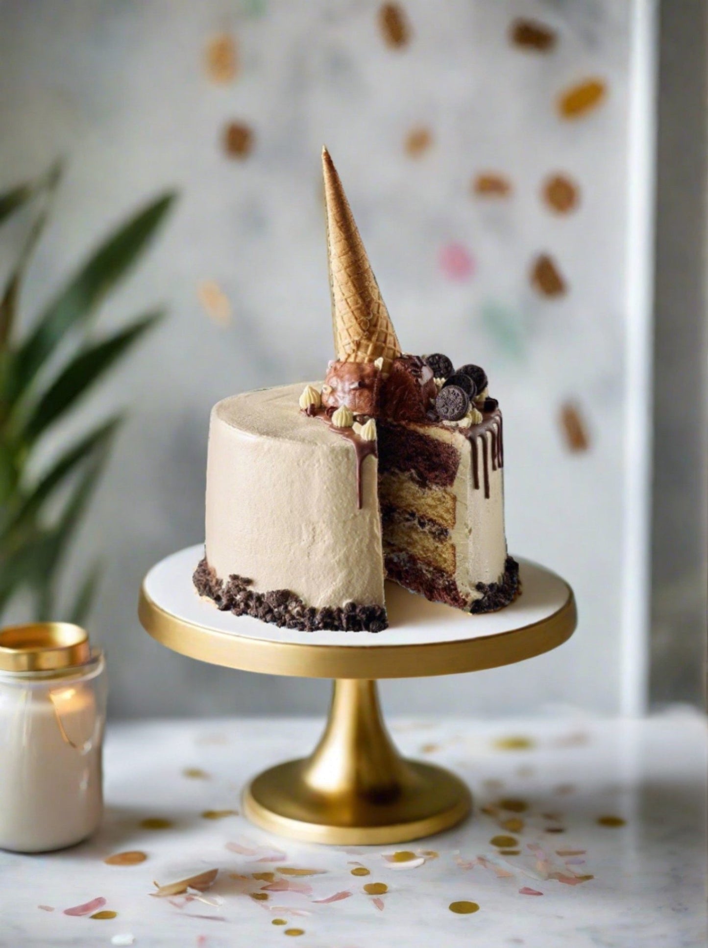 Patisserie Valerie's handmade Cookies & Cream Ice Cream Cone Drip Cake cake delivery
