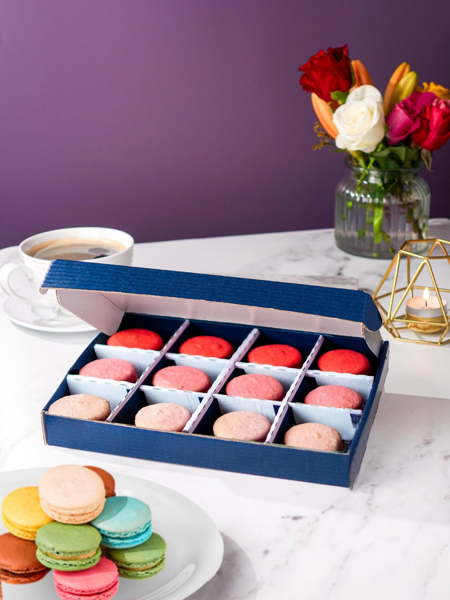 Patisserie Valerie's handmade Macarons Gift Box Pink Selection cake delivery