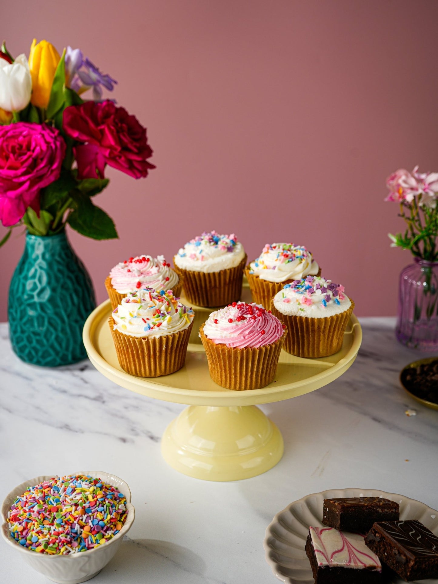 Patisserie Valerie's handmade Rainbow Bliss Cupcake Collection cake delivery