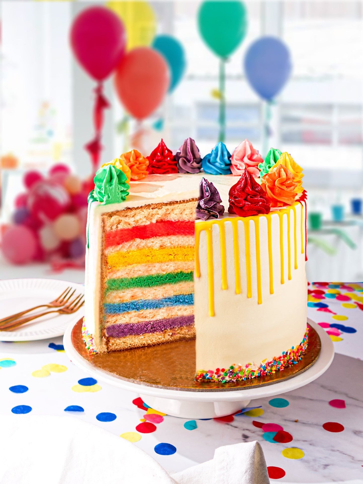 Patisserie Valerie's handmade Rainbow Cake cake delivery