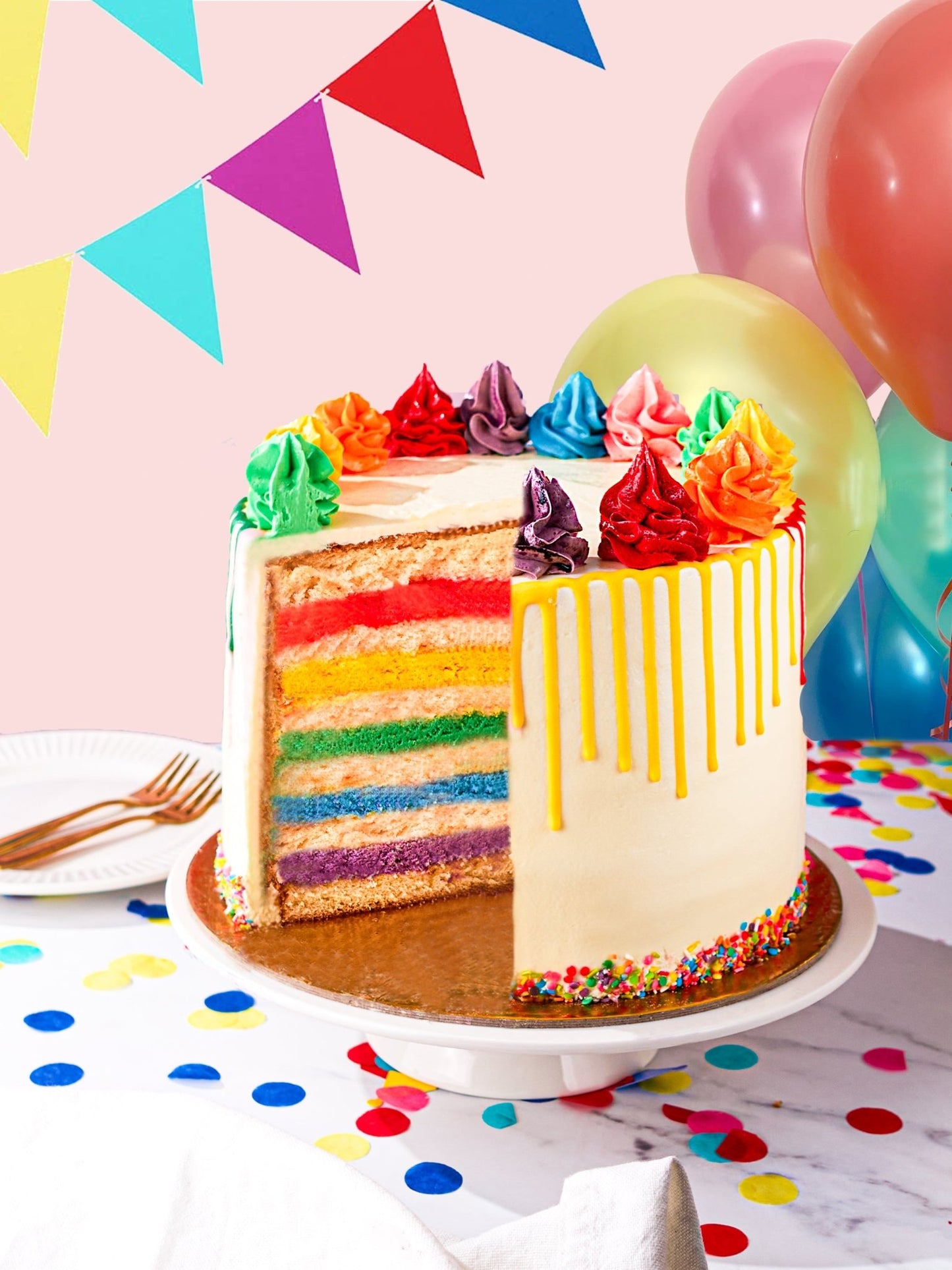 Patisserie Valerie's handmade Rainbow Cake cake delivery
