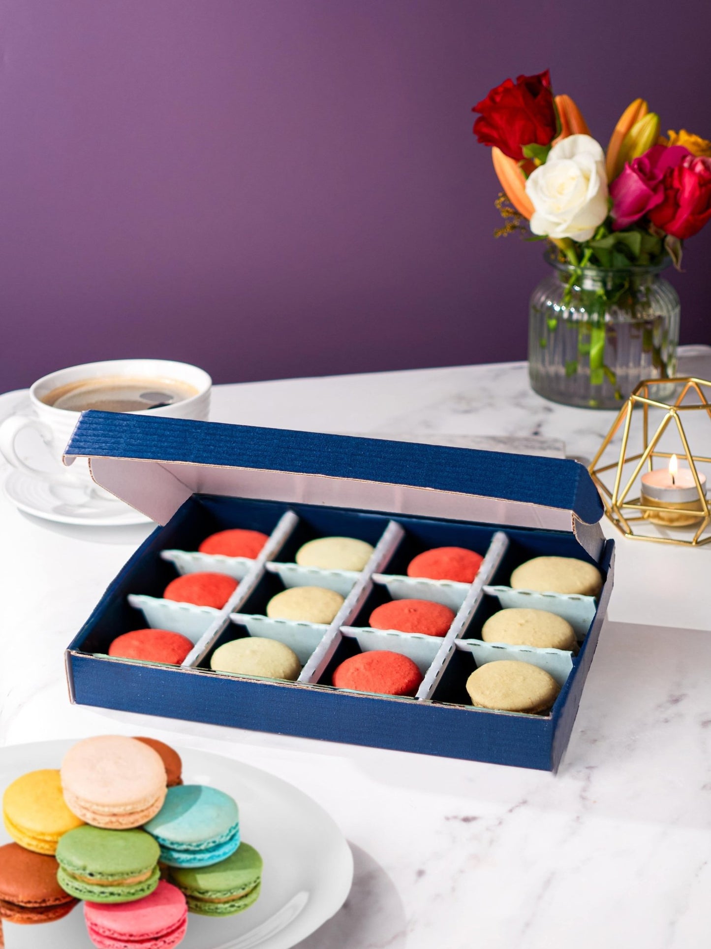 Patisserie Valerie's handmade Strawberry & Vanilla Macarons Gift Box cake delivery