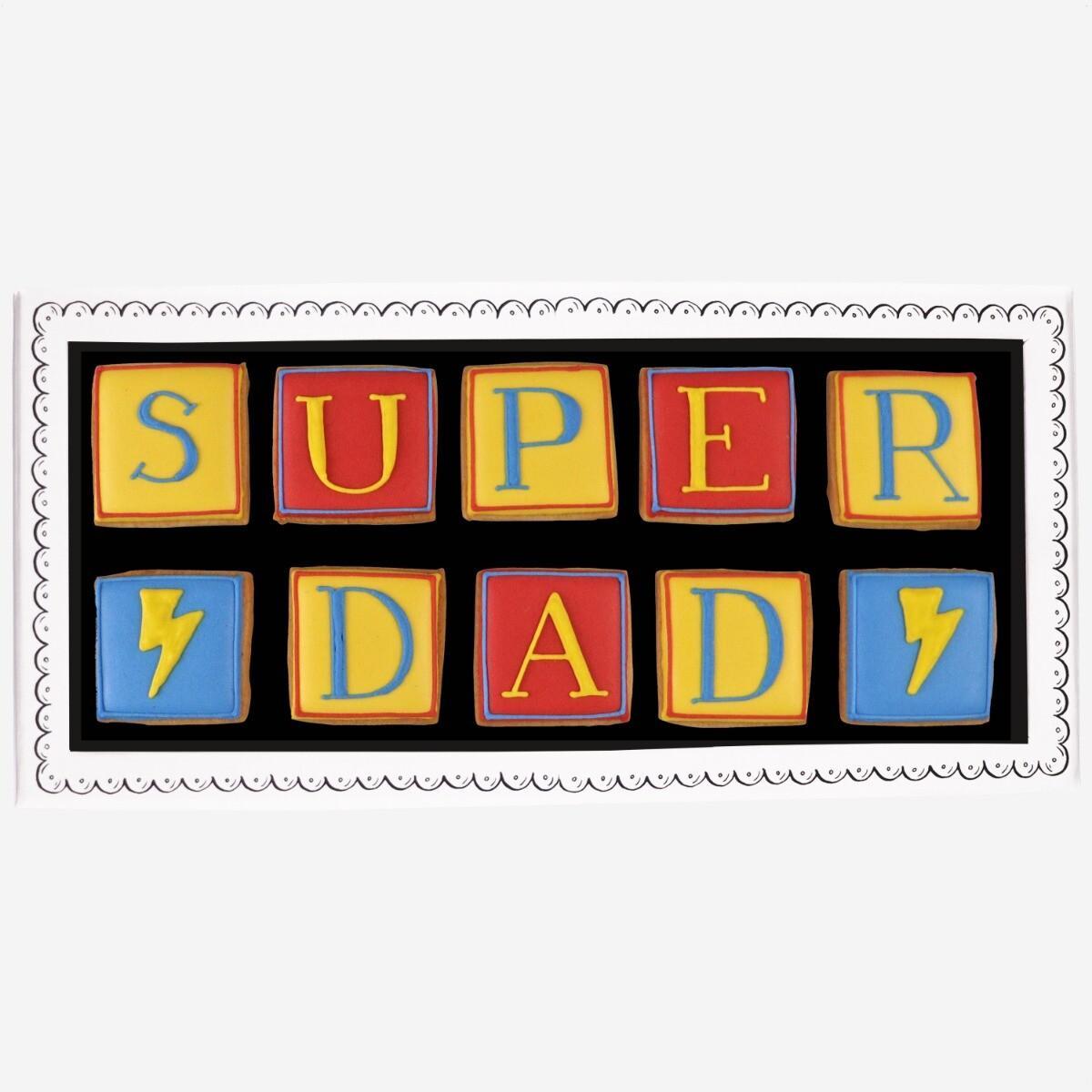 Patisserie Valerie's handmade Biscuiteers Super Dad Gingerbread Biscuits Gift Box 60g cake delivery