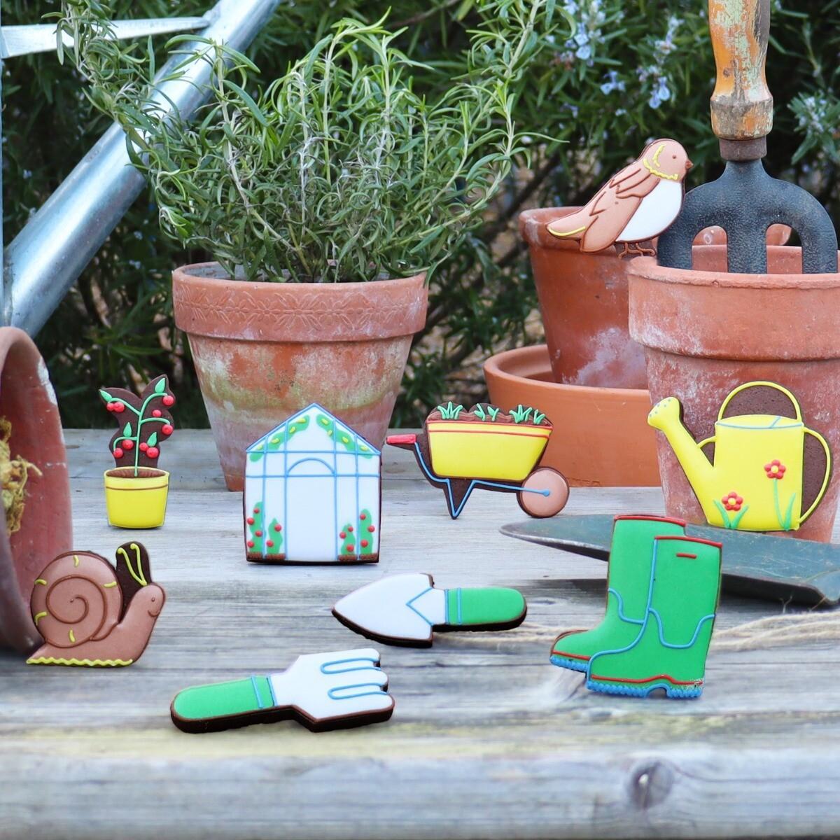 Patisserie Valerie's handmade Biscuiteers 'The Gardeners' Hand Iced Biscuits with Tin 100g cake delivery