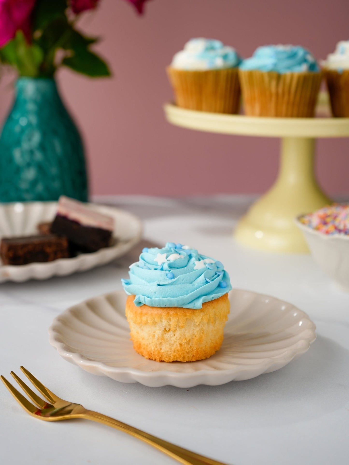 Patisserie Valerie's handmade True Blue Cupcake Collection cake delivery