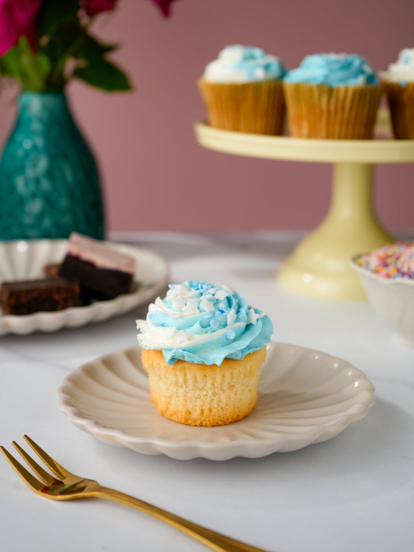 Patisserie Valerie's handmade True Blue Cupcake Collection cake delivery