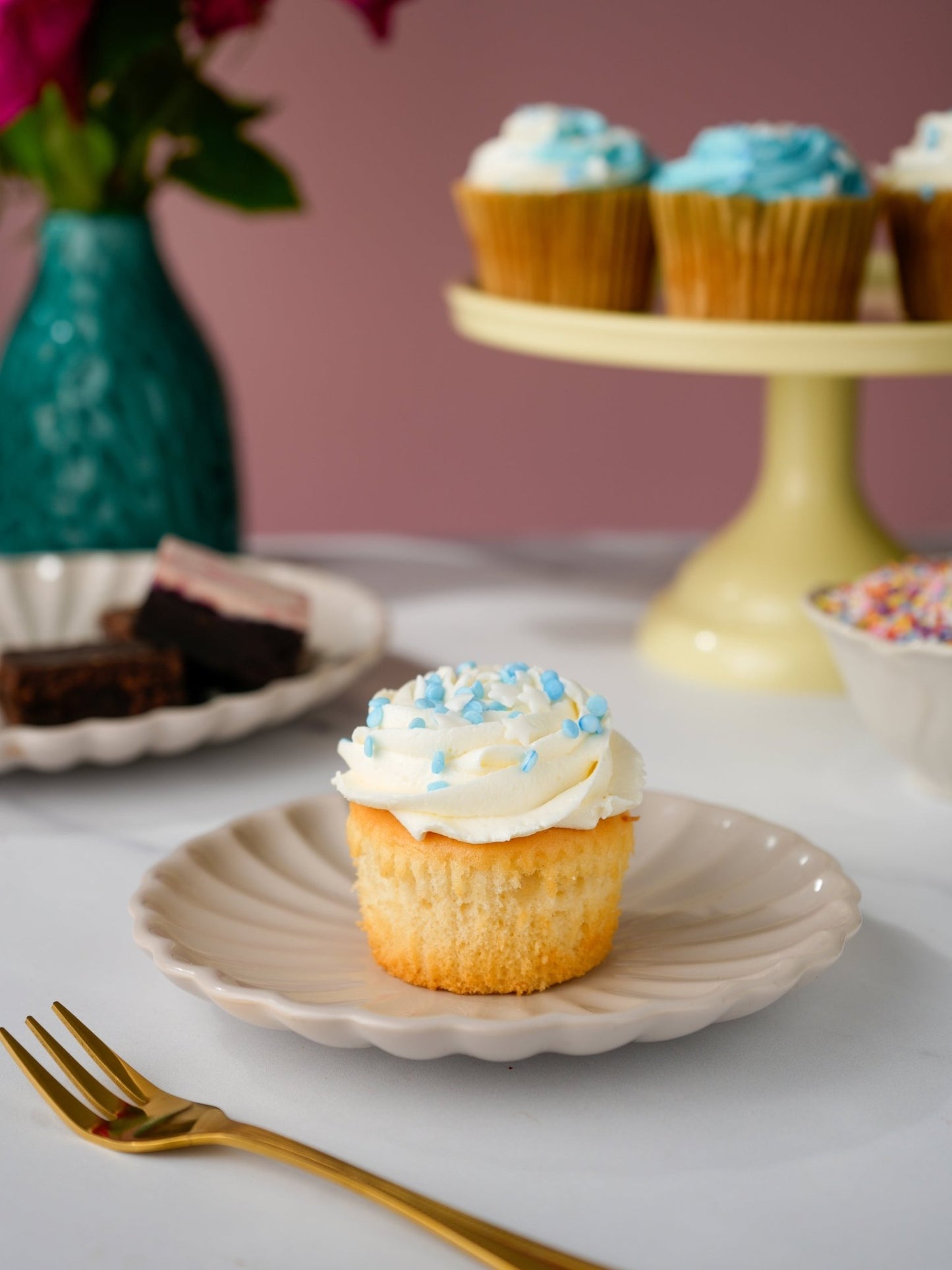Patisserie Valerie's handmade True Blue Cupcake Collection cake delivery