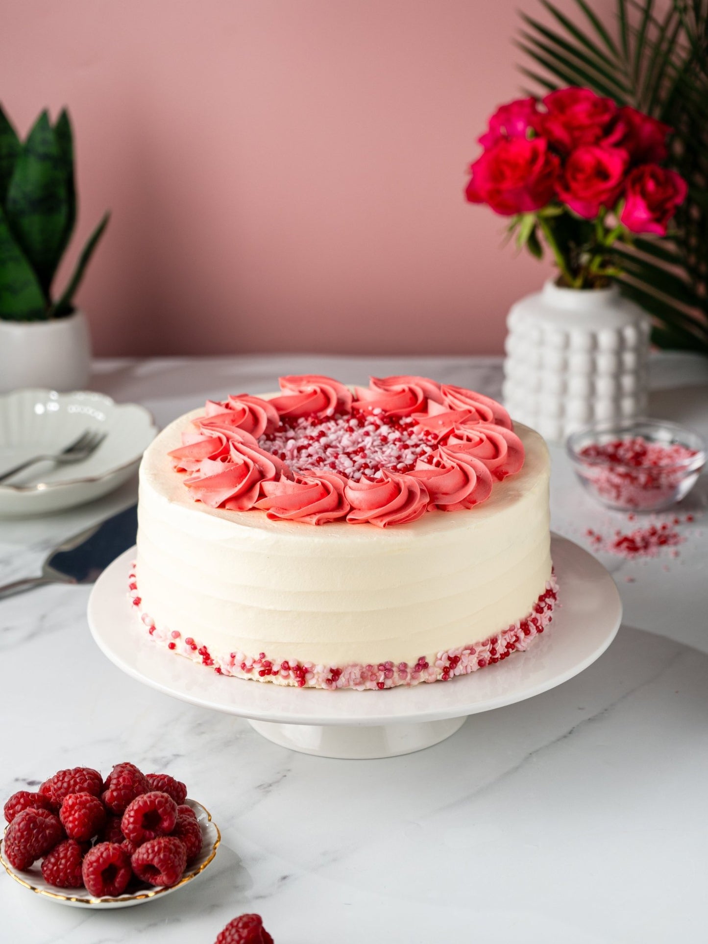 Patisserie Valerie's handmade Ultimate Raspberry Ripple Cake cake delivery