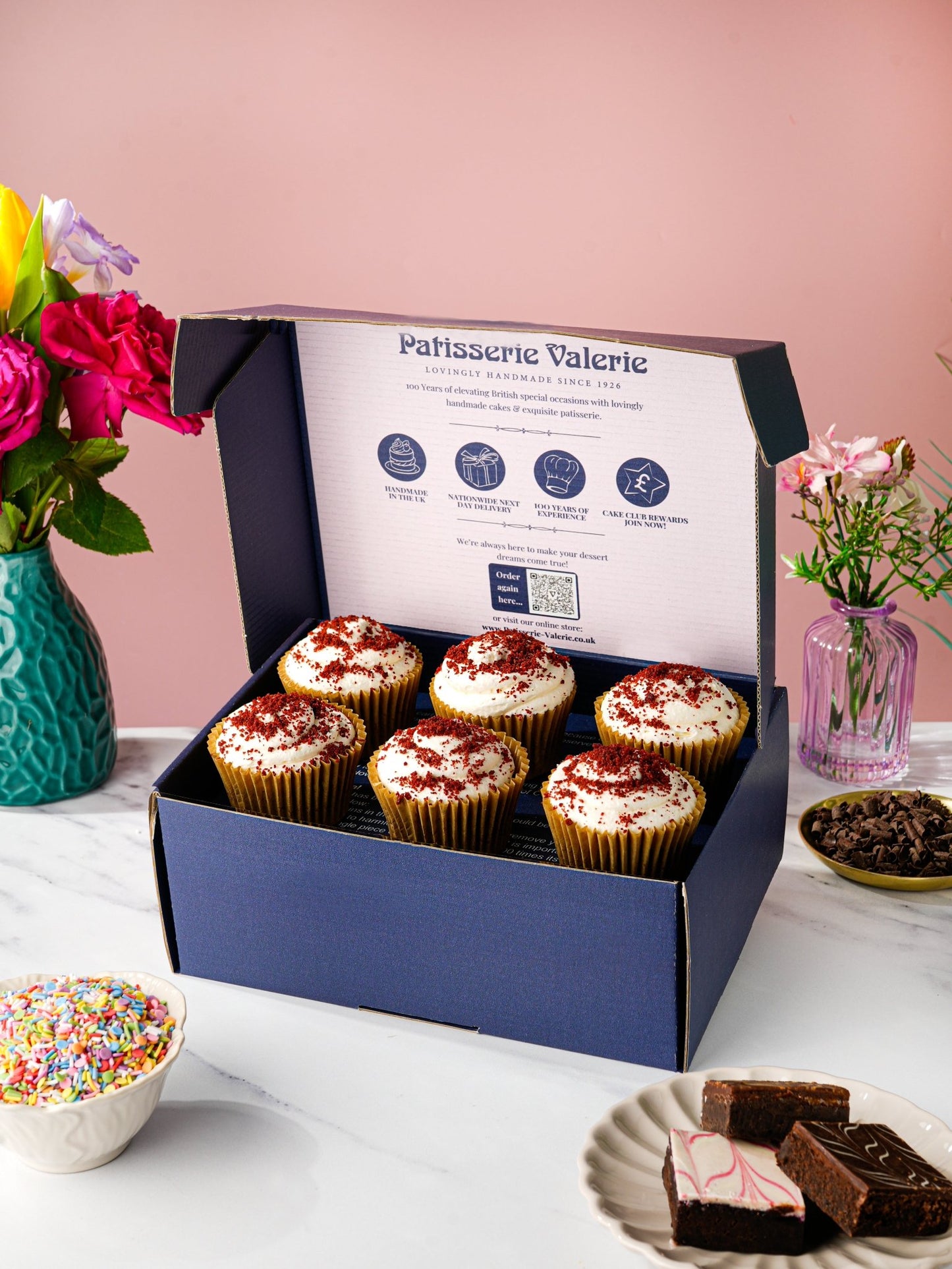 Patisserie Valerie's handmade Velvet Indulgence Cupcake Selection cake delivery