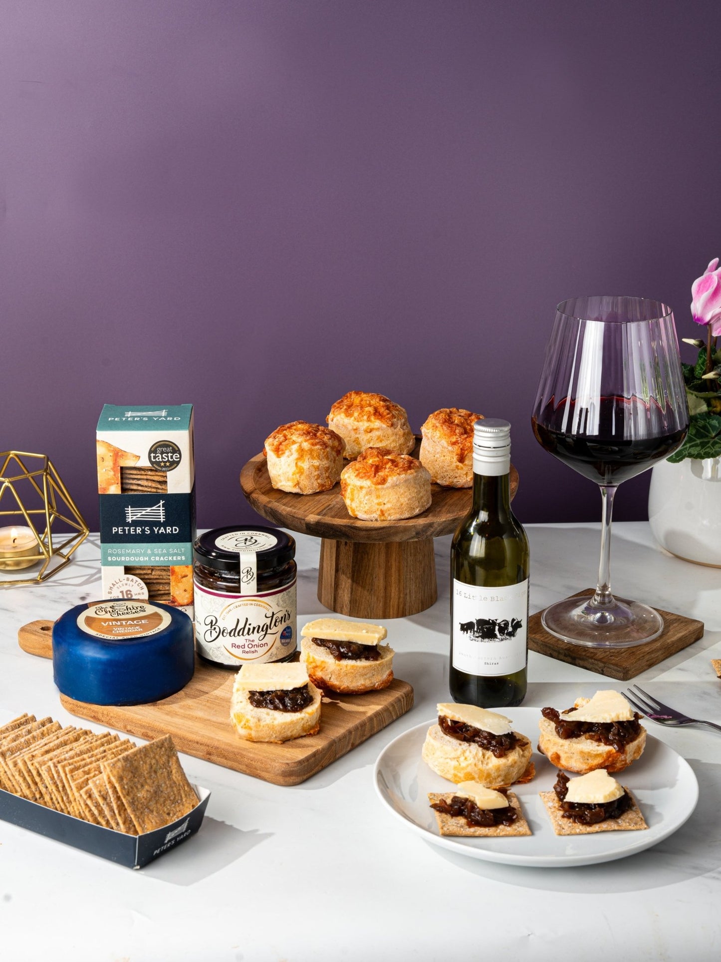Patisserie Valerie's handmade Vintage Cheese & Wine Gift Hamper cake delivery