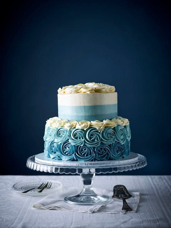 Patisserie Valerie's handmade Blue Ombre Rosette Cake cake delivery