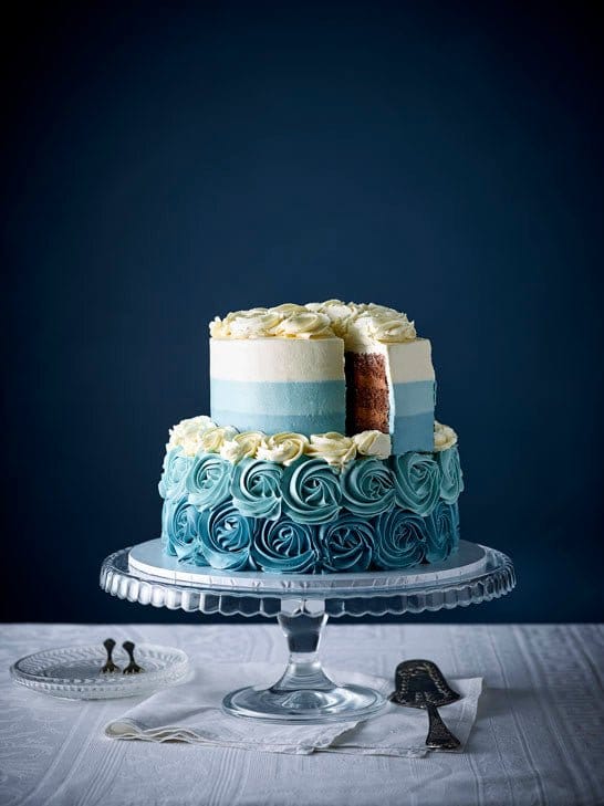 Patisserie Valerie's handmade Blue Ombre Rosette Cake cake delivery