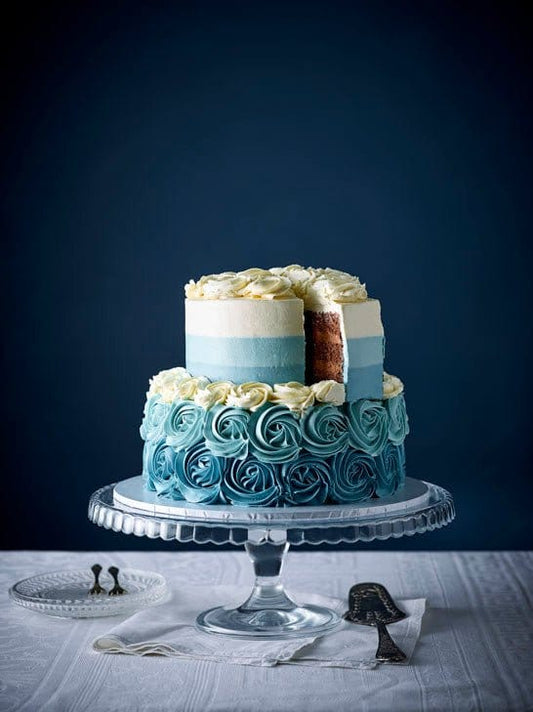 Blue Ombre Rosette Cake