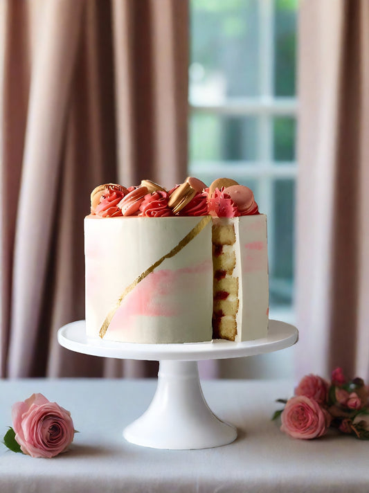 Pink and Gold Wedding Cake - Patisserie Valerie