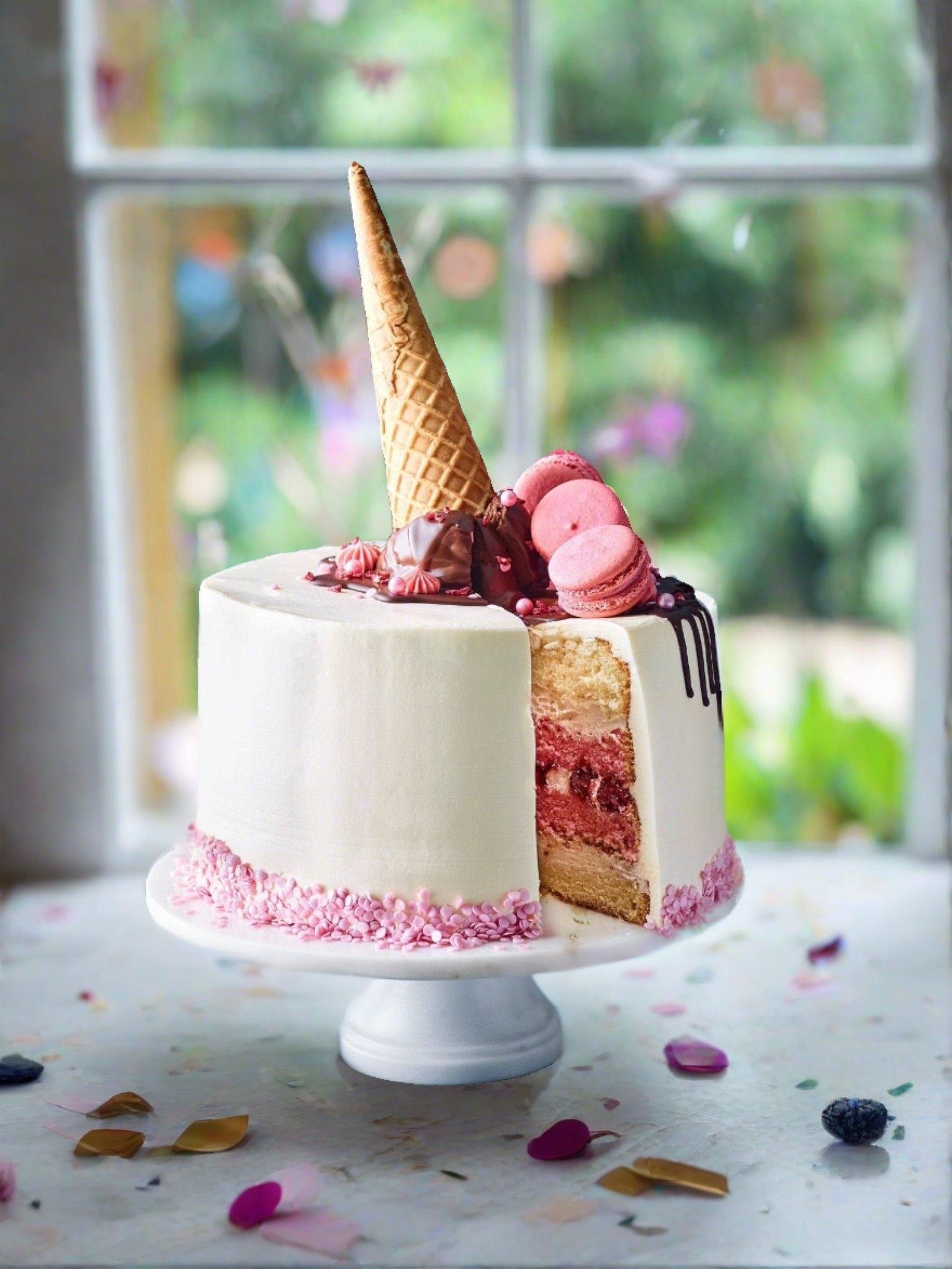 18th Birthday Cake Bundle - Ice Cream Cone Drip Cake - Patisserie Valerie