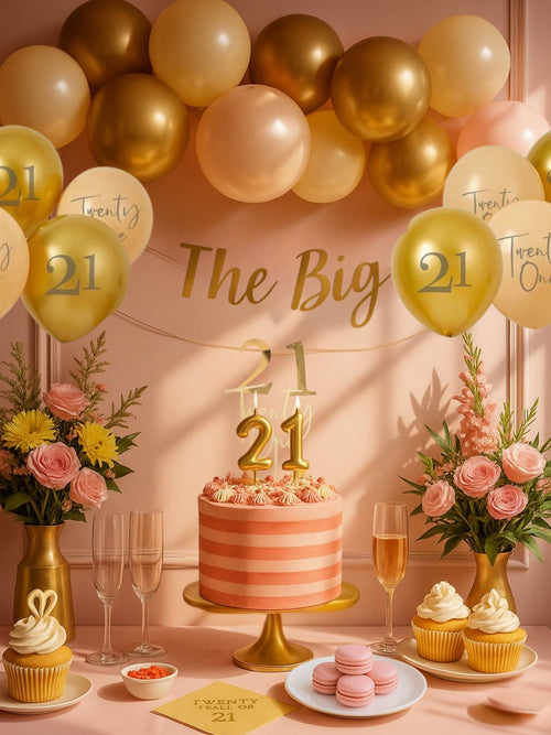 21st Birthday Bundle - Pink Candy Stripe Cake