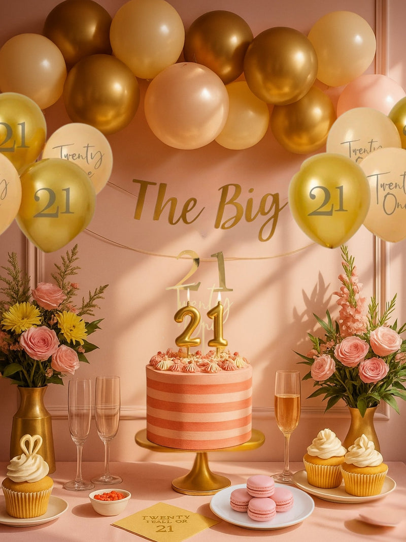 Patisserie Valerie's handmade 21st Birthday Bundle - Pink Candy Stripe Cake cake delivery 