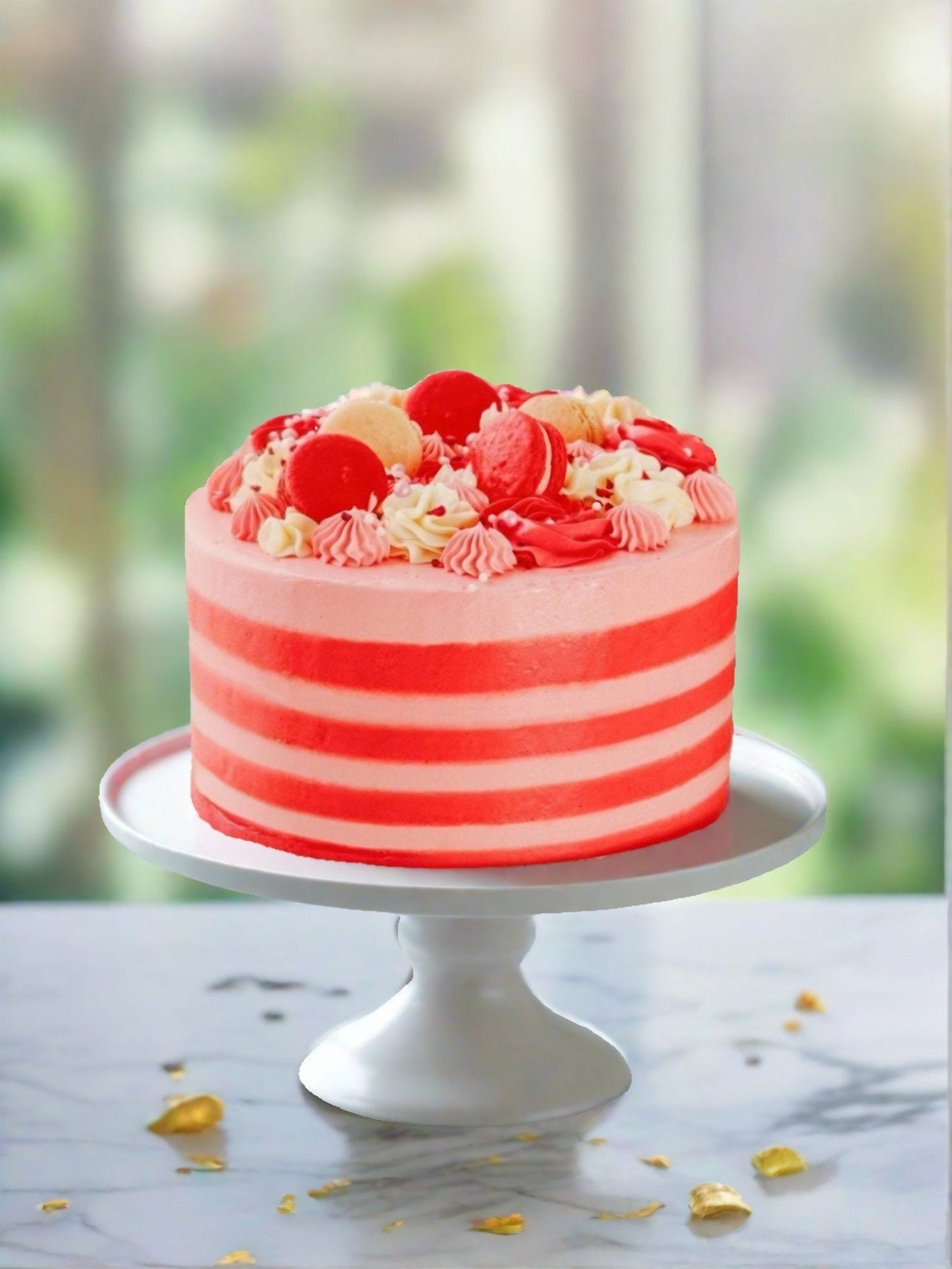 21st Birthday Cake Bundle - Pink Candy Stripe Gateau - Patisserie Valerie