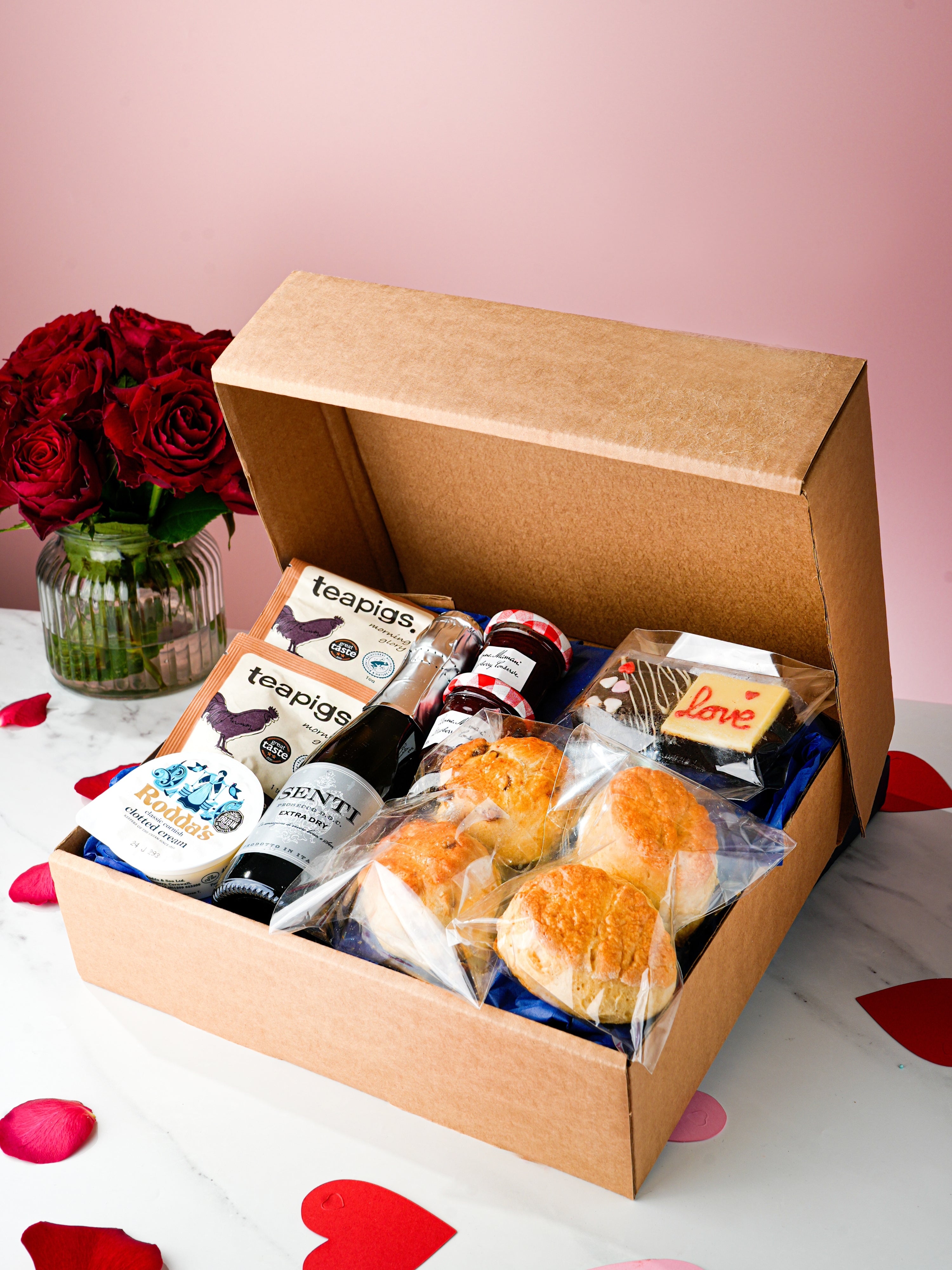 Patisserie Valerie's handmade Valentine's Prosecco Cream Tea cake delivery 