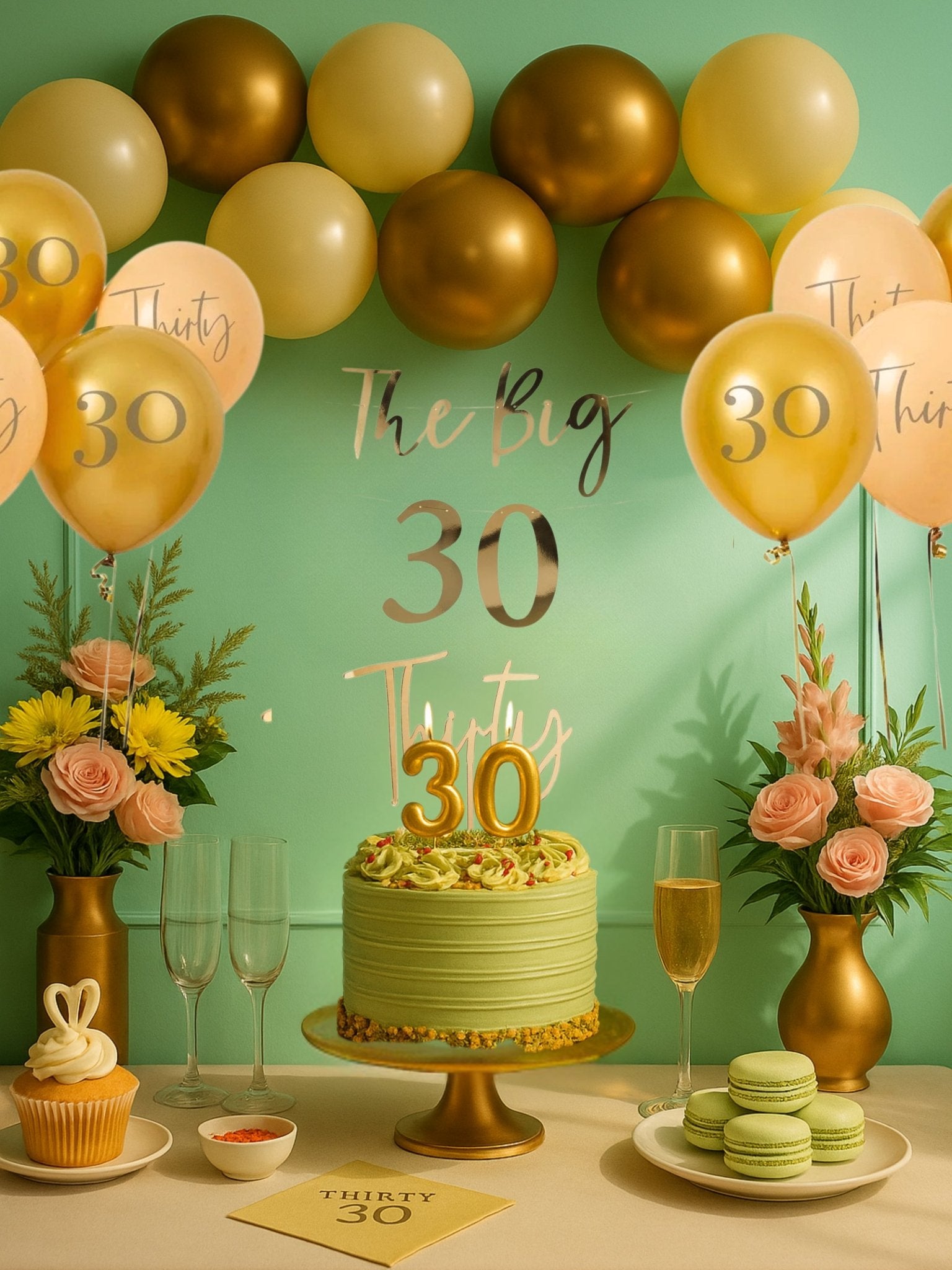 30th Birthday Bundle Pistachio & Raspberry Cake