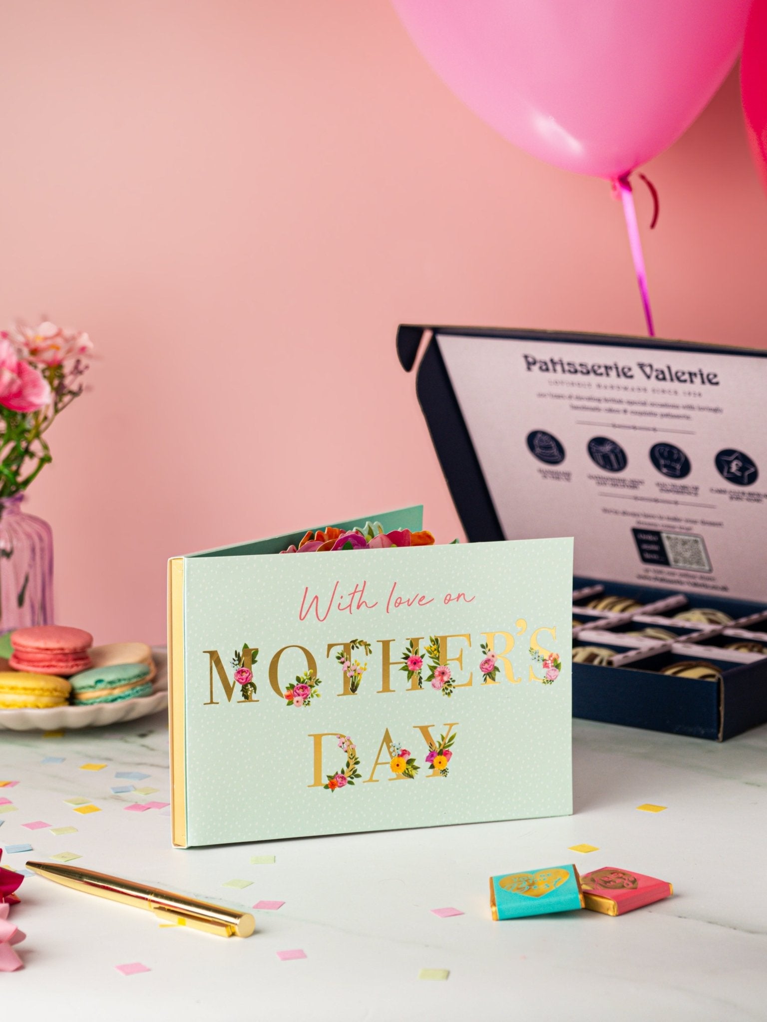 Patisserie Valerie's handmade 3D Pop-Up Chocolate Mother's Day Card cake delivery 