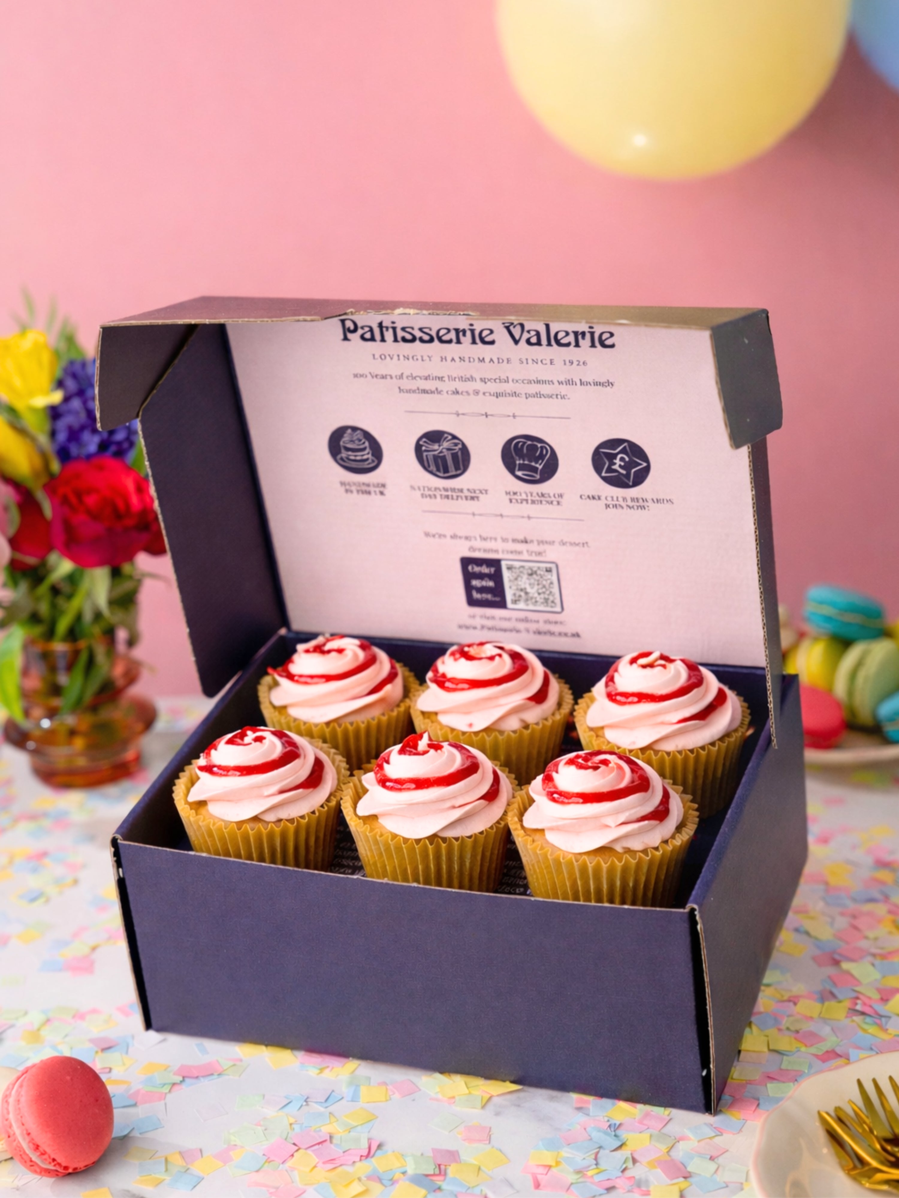 Strawberry Royale Golden Génoise Cupcakes