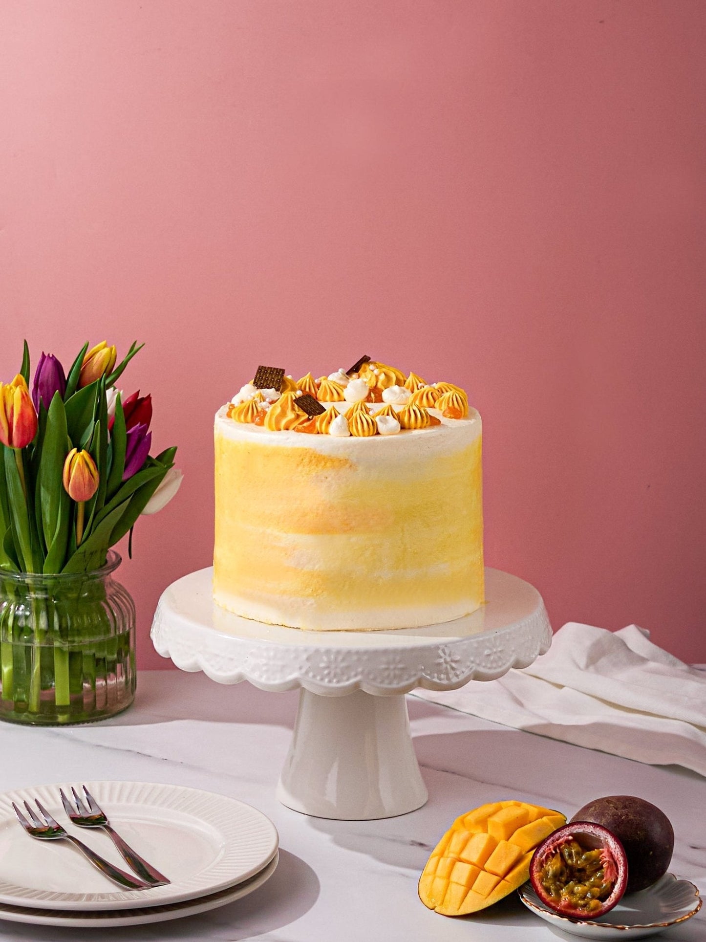 Patisserie Valerie's handmade 60th Birthday Cake Bundle - Mango & Passionfruit cake delivery 