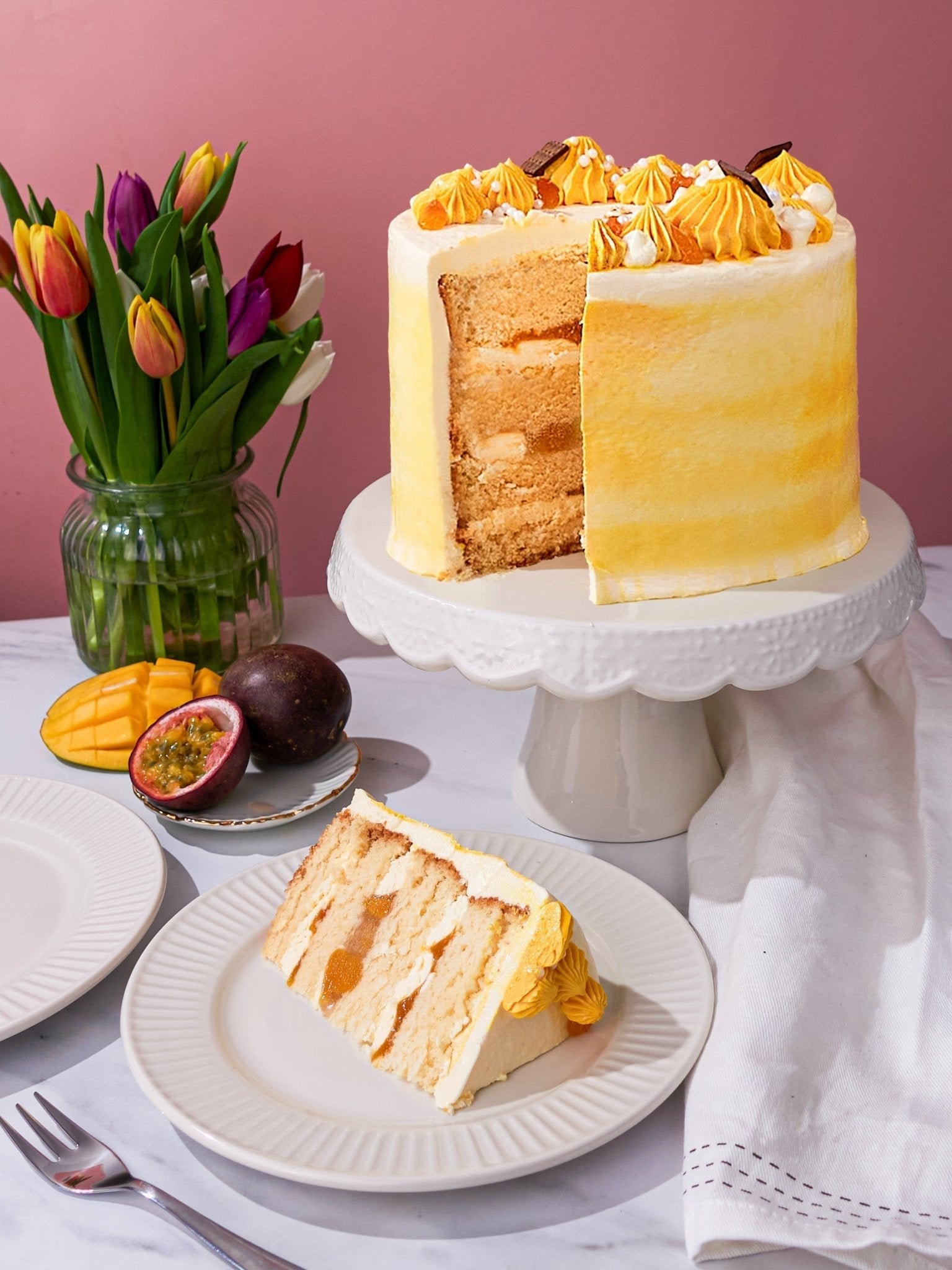 Patisserie Valerie's handmade 60th Birthday Cake Bundle - Mango & Passionfruit cake delivery 