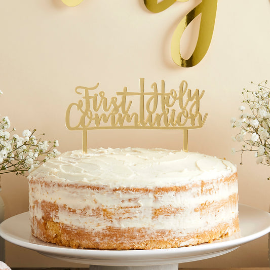 Gold 'First Holy Communion' Acrylic Cake Topper