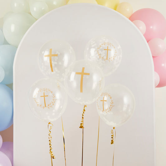 Cross Confetti 12" Latex Balloon - Pack of 5