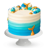 Mermaid Under The Sea Birthday Cake on the original white pedestal, transparent tile