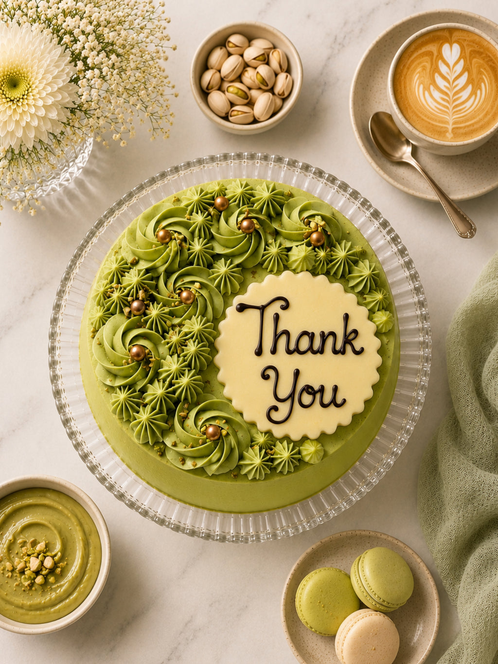 Personalised Pistachio & Raspberry Celebration Cake