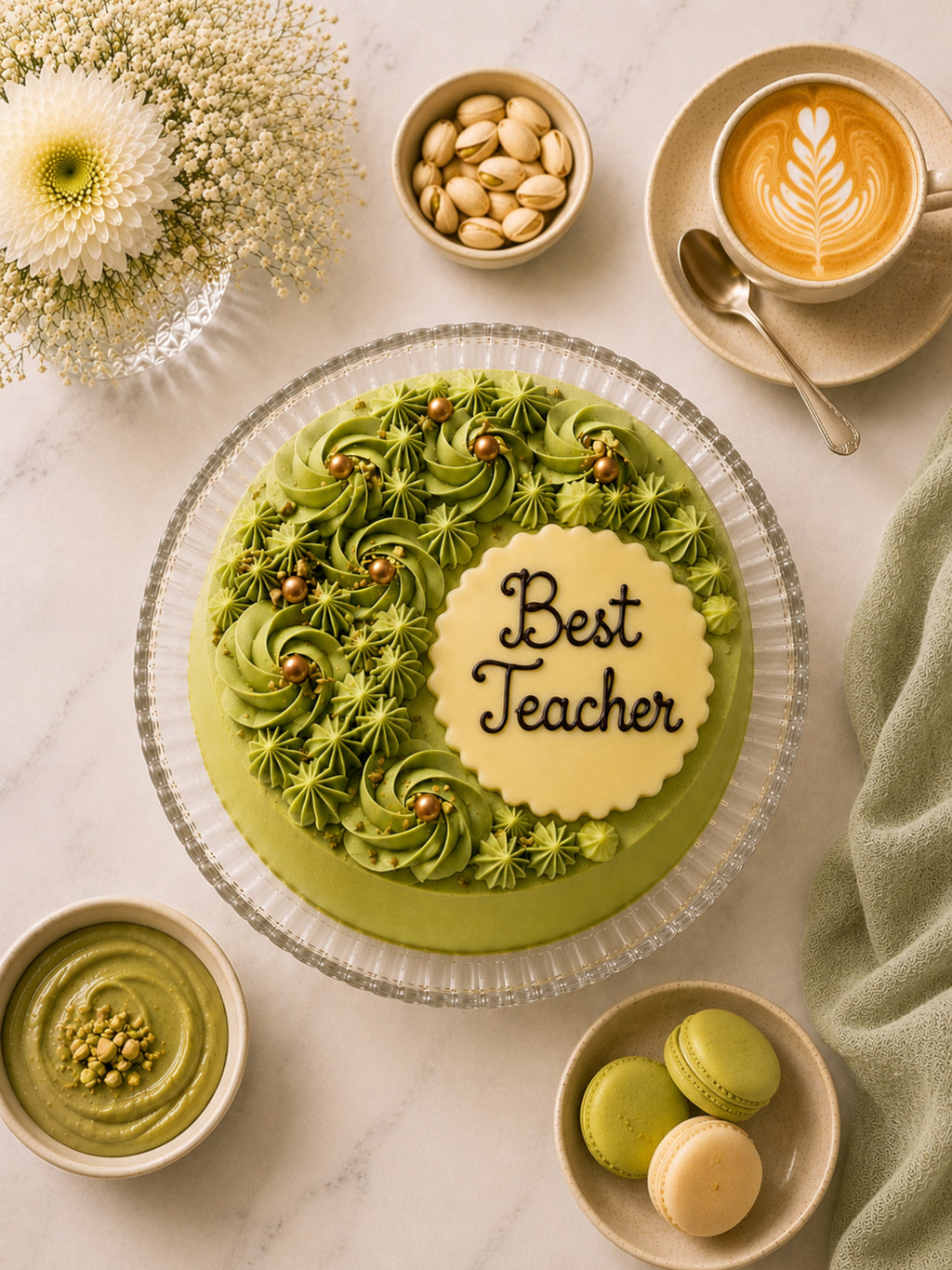 Personalised Pistachio & Raspberry Celebration Cake