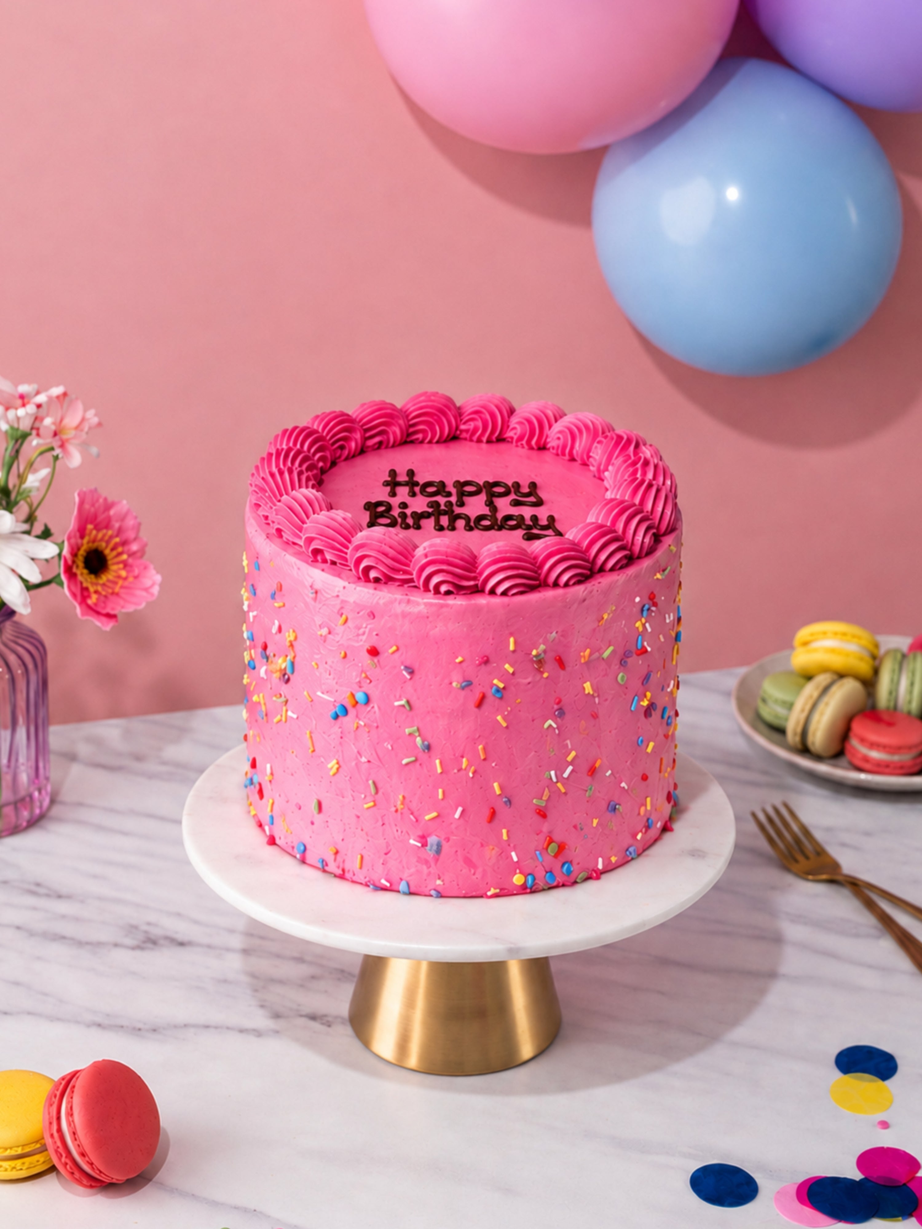 Pink Celebration Birthday Cake