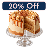 Treat Yourself Tuesday: 20% off selected cakes. Vegan Biscoff cake.